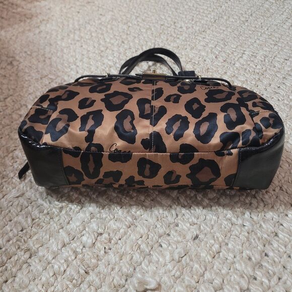 Coach Leopard Print Shoulder Bag - Black and Tan - Picture 3 of 16